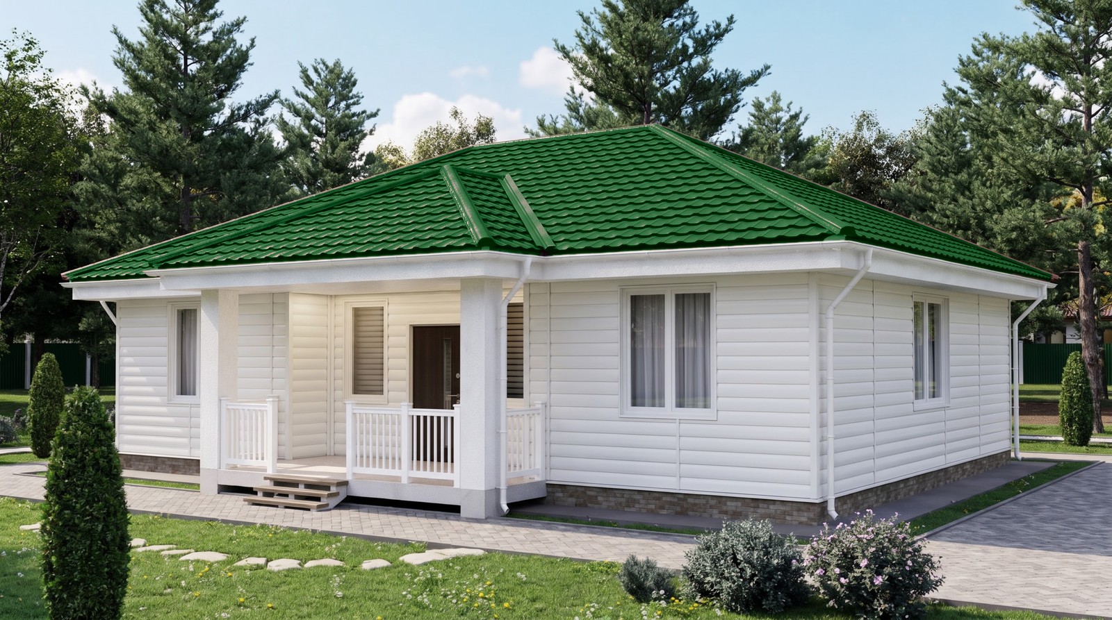 Дом с кровлей Геркулес 25, цвет лиственно-зелёный, RAL 6002