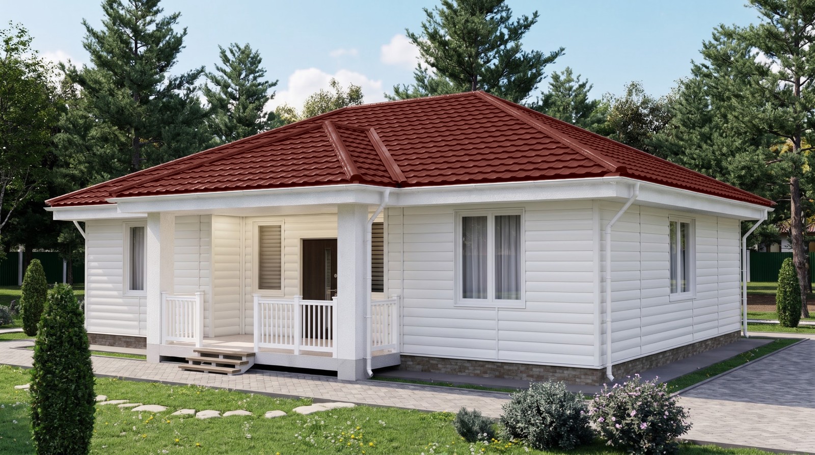 Дом с кровлей Геркулес 30, цвет оксид красный, RAL 3009