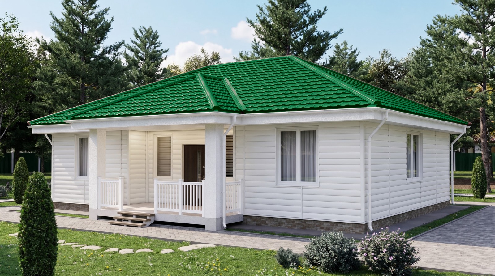 Дом с кровлей Геркулес 30, цвет мятно-зелёный, RAL 6029