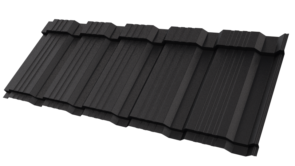 Металлочерепица Каскад 1195/1130x0,5 мм, 9005 черный янтарь матовый