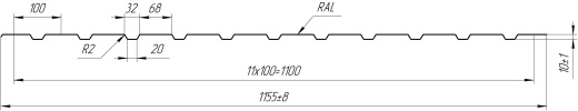 Профнастил С10 1155/1100x0,4 мм, 6029 мятно-зеленый глянцевый
