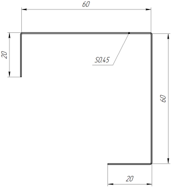 Декоративная накладка угловая 20x60x60x20 мм, Текила