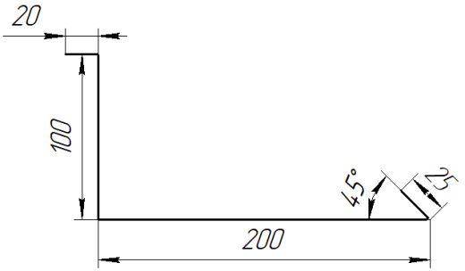 Планка примыкания нижняя 100x200x2000 мм, цинк