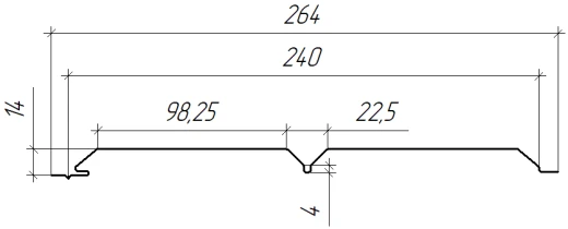 Л-брус 264/240x0,45 мм, 6005 зеленый мох матовый
