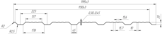Профнастил К20 1195/1130x0,4 мм эконом, 1015 св. слоновая кость глянцевый